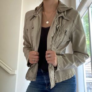 Free People tan/beige vegan leather Moto jacket